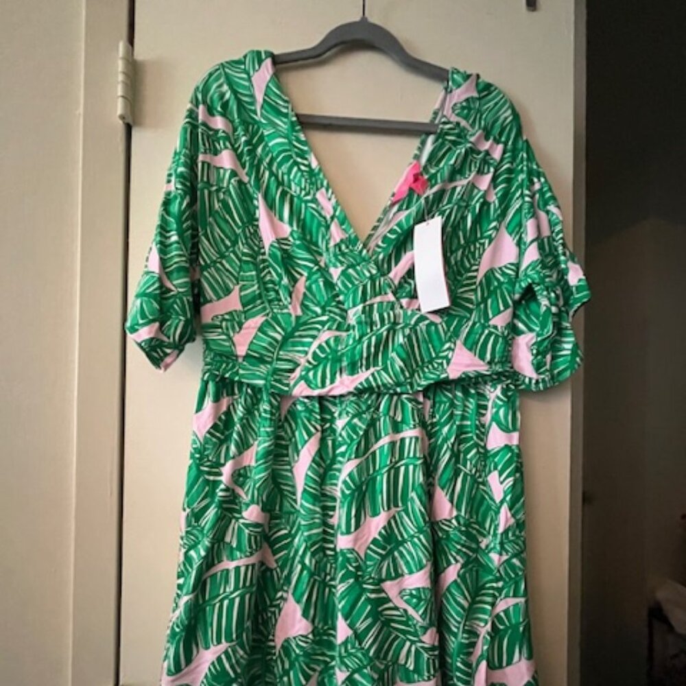 Lilly Pulitzer Parigi Skort Romper, Conch Shell Pink Lets Go Bananas, XL, NWT